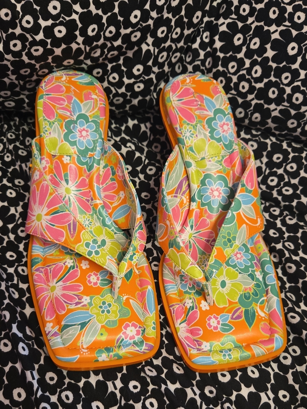 Circus by Sam Edelman Orange Floral Slide Sandals